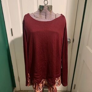 LC Lauren Conrad Burgundy Long Sleeve Top